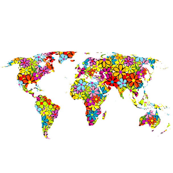 花の世界地図 - ベクター画像