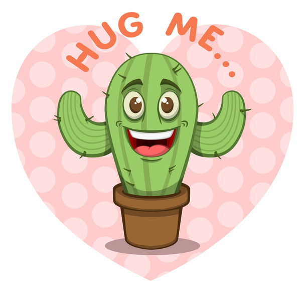 Lustige Cartoon-Kaktus-Figur braucht Umarmung - Vektor, Bild