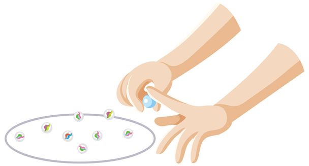 Flicking hand and marbles illustration - Vector, Image