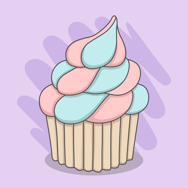 Niedliche Cupcake mit Sahne Topping - Vektor, Bild