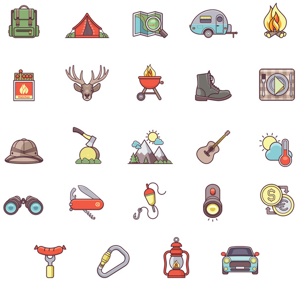 Camping  icon set - Vector, afbeelding