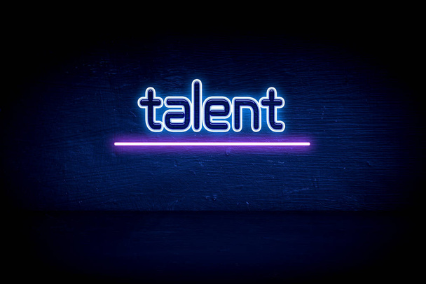Talent - panneau bleu néon annonce - Photo, image