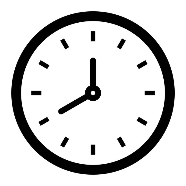 ikona wektora zegara. styl jest dwukolorowy płaski symbol, czarno-białe kolory, zaokrąglone kąty, szare tło - Wektor, obraz