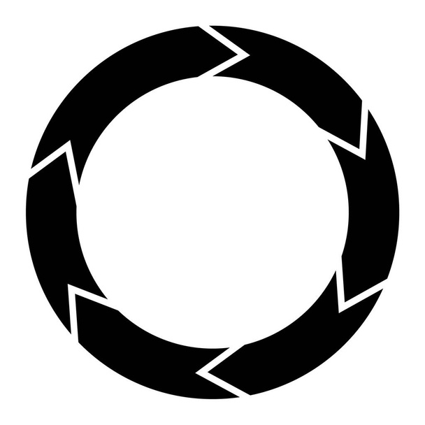 rotation circulaire avec des flèches au centre, isolé sur blanc. - Vecteur, image