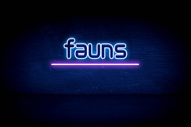 Fauns - niebieski neon ogłoszenie tablicy ogłoszeń - Zdjęcie, obraz