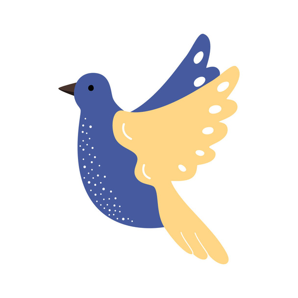 Yellow and blue ukrainian vector bird of peace. Illustration of a free pigeon in flight. - Vecteur, image