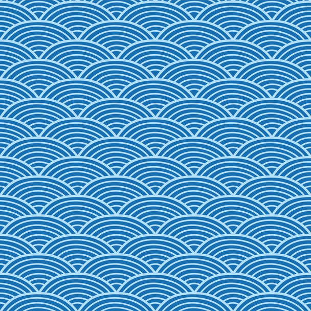 Patrón sin costura de vectores de línea de onda de círculo japonés - Vector, imagen