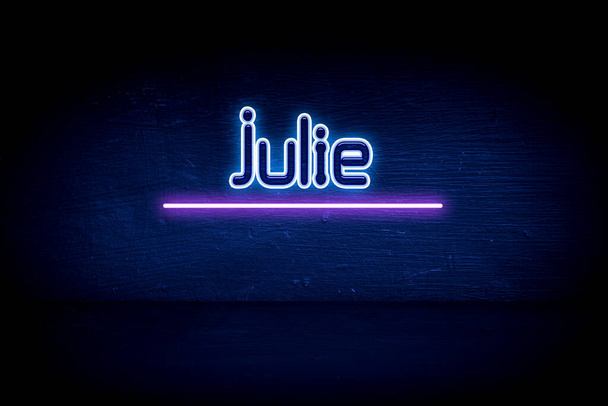 Julie - kék neon hirdetőtábla - Fotó, kép