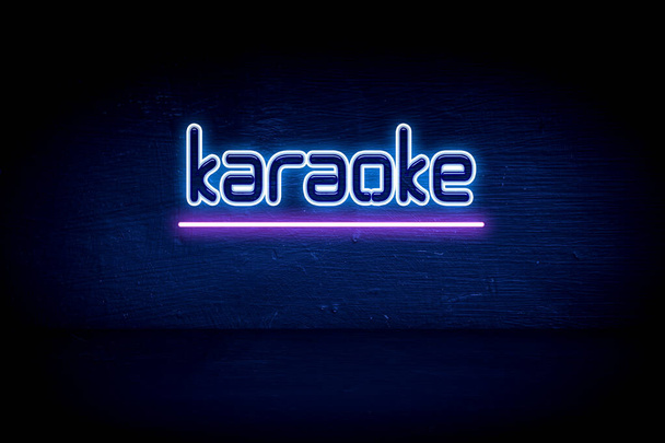 Karaoke - blue neon announcement signboard - Photo, image