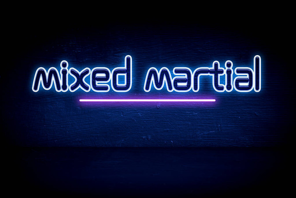 Artes marciales mixtas - letrero de anuncio de neón azul - Foto, imagen