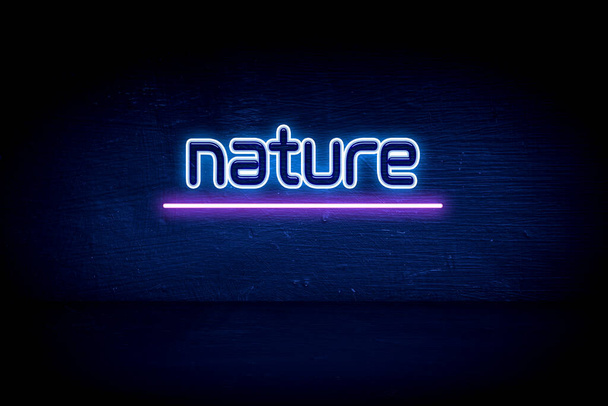 Nature - blue neon announcement signboard - Fotoğraf, Görsel