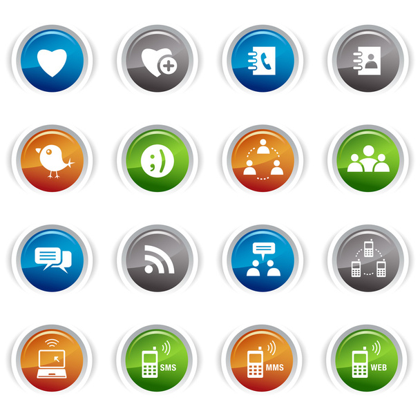 光沢のあるボタン - ソーシャル メディアのアイコン 01 - ベクター画像