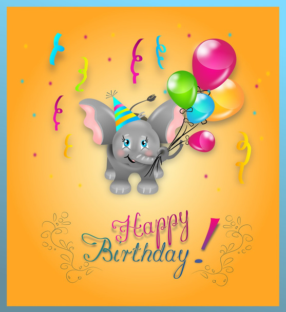 Gelukkige verjaardag olifant - Foto, afbeelding