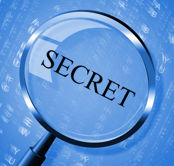 Geheimlupe zeigt Geheimhaltung und Durchsuchungen - Foto, Bild