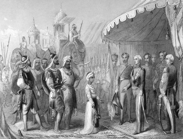 La soumission du jeune Maharaja Duleep Singh à Sir Henry Hardinge à
 - Photo, image