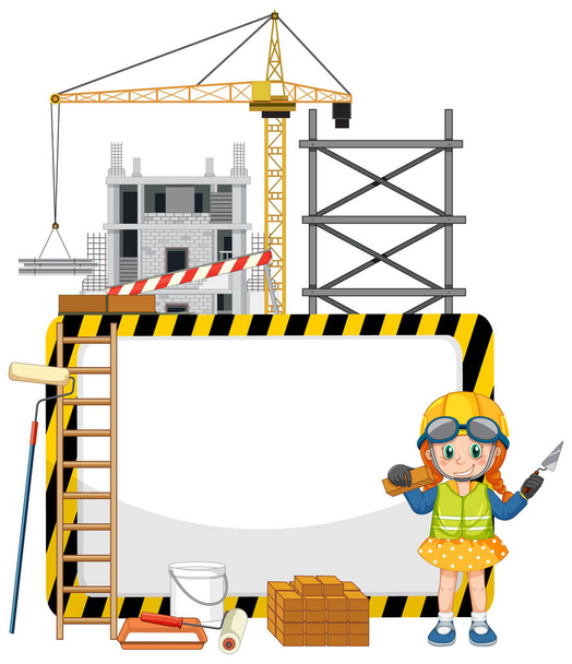 Empty banner with construction objects and elements illustration - ベクター画像