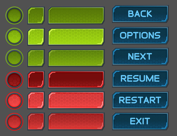 Interface buttons set for space games or apps - Vetor, Imagem