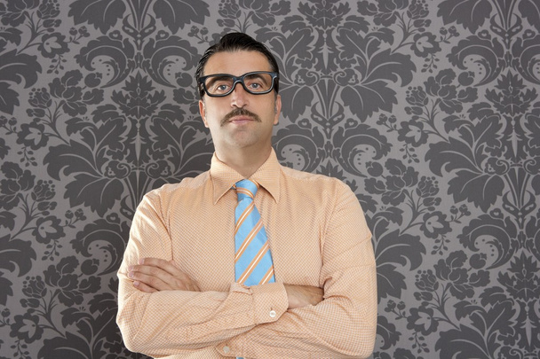 Businessman nerd portrait retro glasses wallpaper - Photo, Image