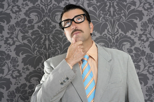 Nerd businessman pensive gesture silly funny retro - Photo, image