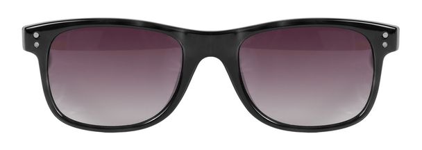 Sunglasses black frame and red color lens isolated against a cle - Photo, Image