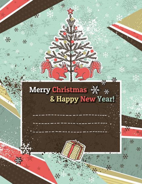 Background with christmas trees and label, vector - ベクター画像