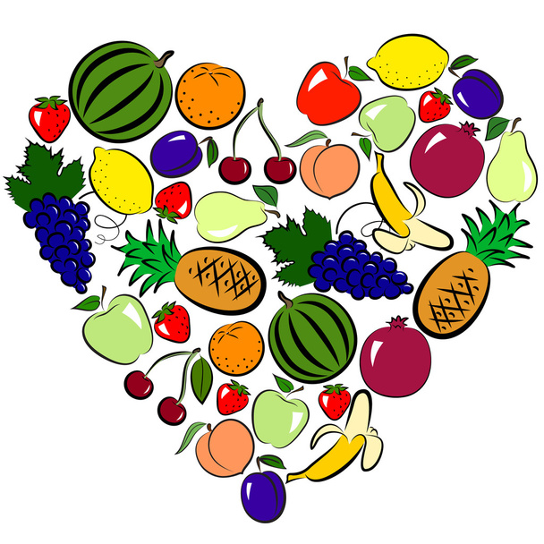 φρούτα καρδιά - Διάνυσμα, εικόνα