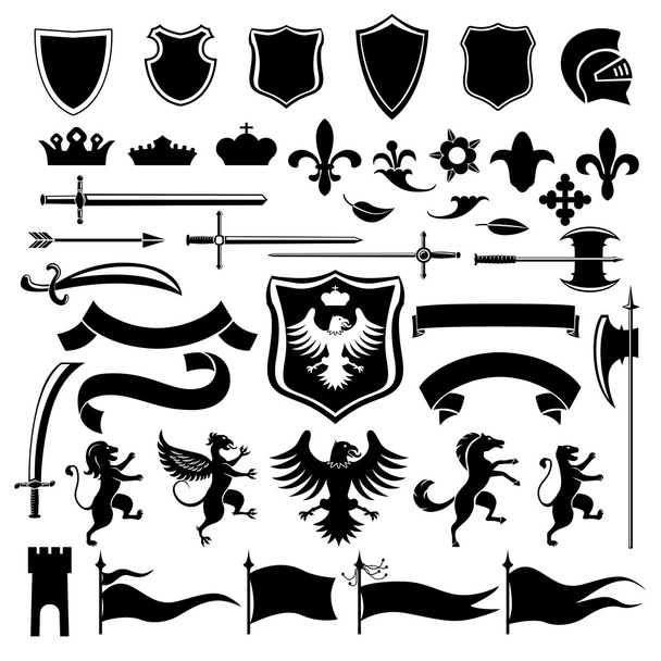 Heraldische set zwart - Vector, afbeelding