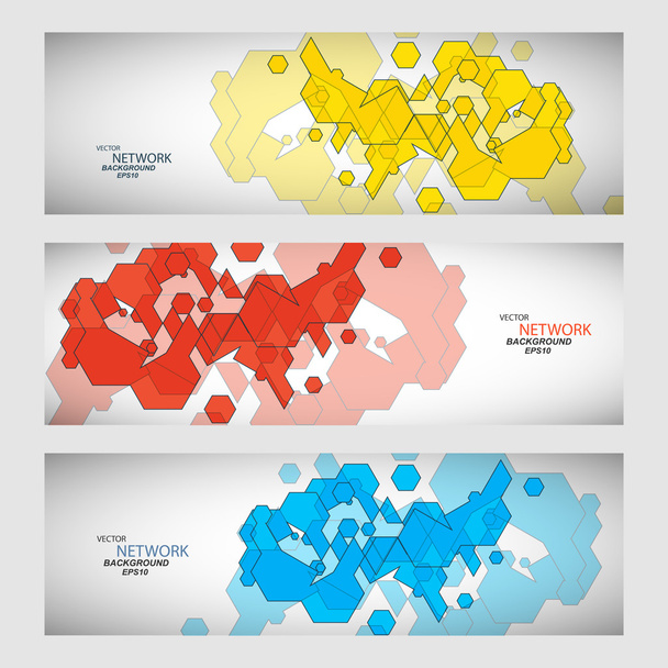 Drei Vektorbanner mit abstrakten farbigen Formen - Vektor, Bild