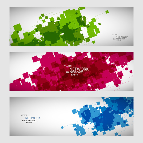 Three vector banner with abstract colored shapes - Vektor, kép