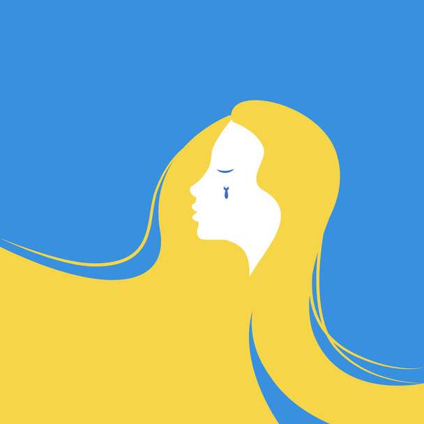 vector illustration of a crying woman, Ukraine concept  - Vector, Imagen