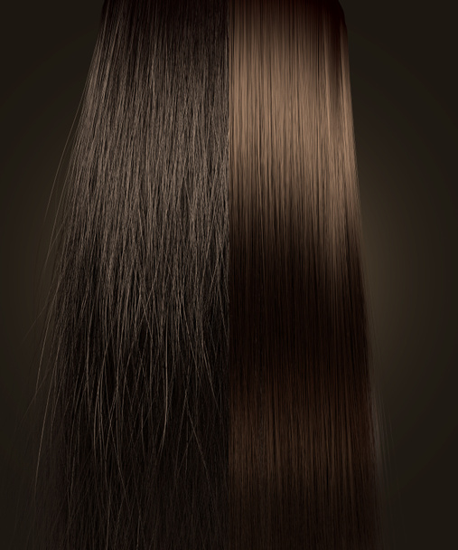 Cheveux bruns Comparaison crépus et droits
 - Photo, image