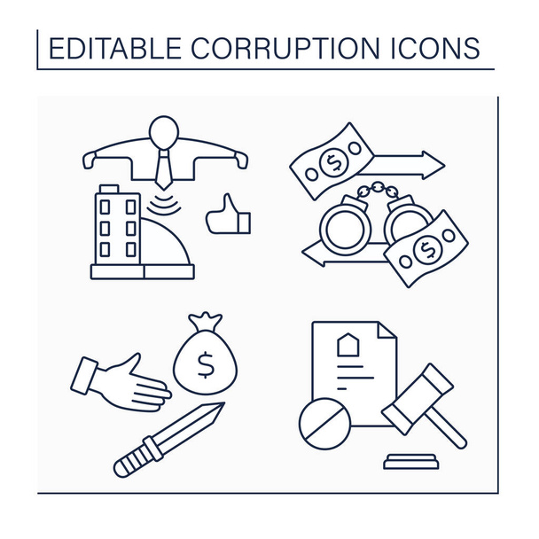 Icônes de ligne de corruption ensemble - Vecteur, image