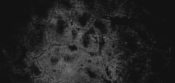 Muur vol krassen. Grungy cement textuur voor achtergrond, Enge donkere muur.Zwarte muur - Foto, afbeelding