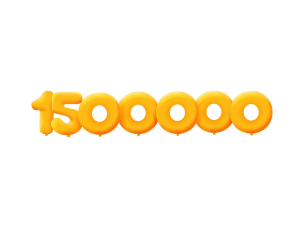 Oranje 3D nummer 1500000. Realistische 3D helium oranje ballonnen. Ontwerp van couponillustraties  - Vector, afbeelding