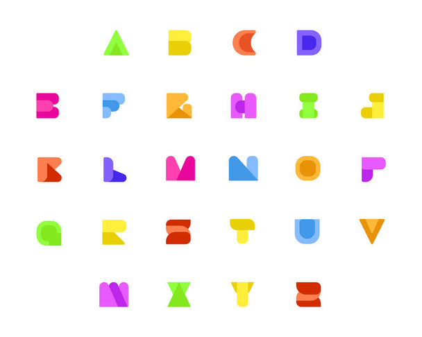 Abstract creative alphabet, colorful simple alphabet set. Modern alphabet lines with new pop art colors. Font number template. Set design clean style. - Вектор, зображення