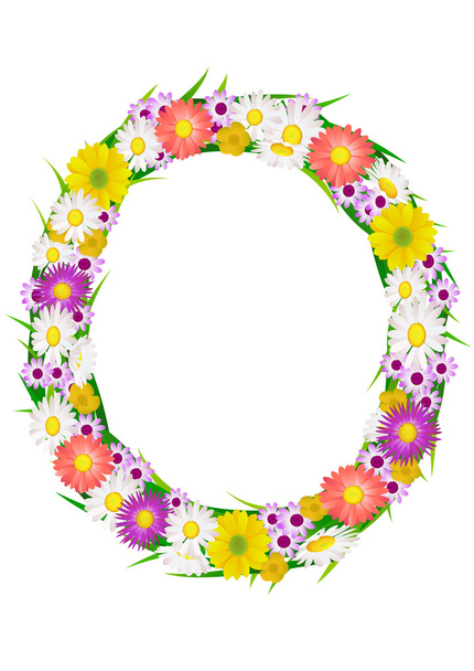 Flower circle frame background - Vector, afbeelding