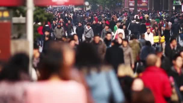 Drukke menigten verkeer op Nanjing Road - Video