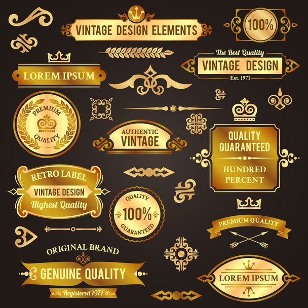 Elementos de design vintage dourado
 - Vetor, Imagem