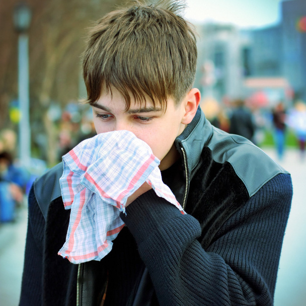 Sick Teenager on the Street - 写真・画像