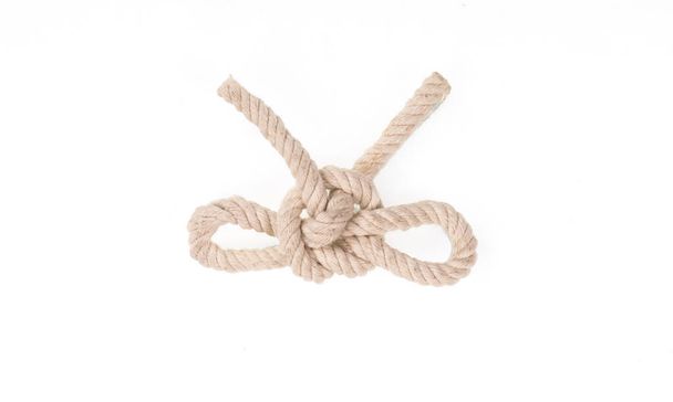 sea rope knot on white isolated background - 写真・画像