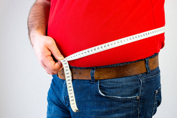 man, bear belly, overweight, tape measure - Photo, Image