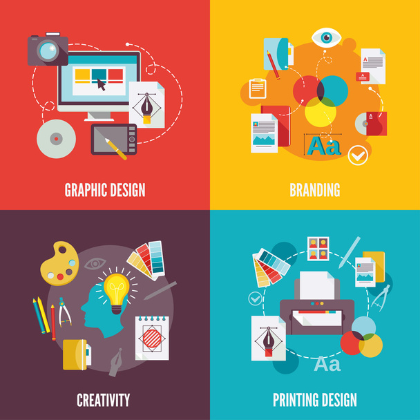 Graphic design icons flat - Vector, Image
