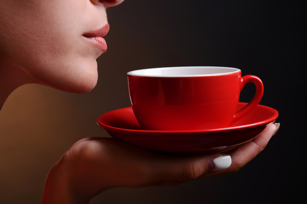 Girl with cup of coffee - 写真・画像