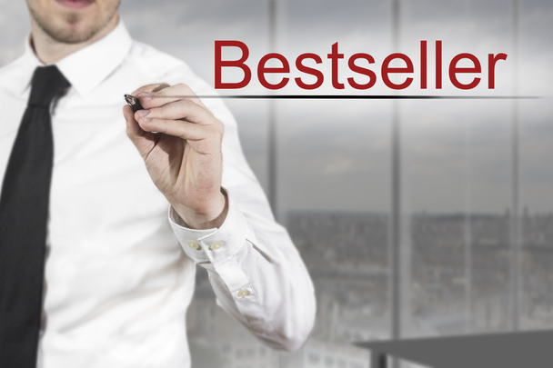 businessman writing bestseller in the air - Foto, Imagem