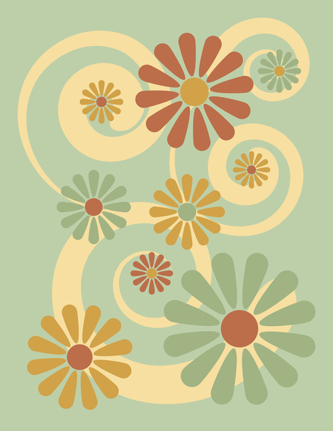Flower Background in Green - Vector, Image