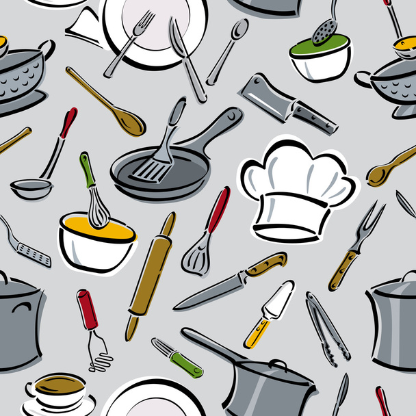 patrón de herramientas de cocina
 - Vector, Imagen