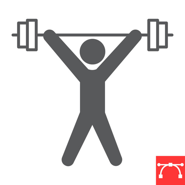 Weightlifting sport glyph icon - Vector, Image