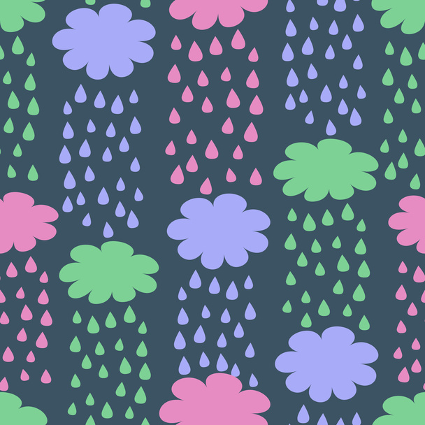 Seamless Pattern with Rainy Clouds - Вектор,изображение