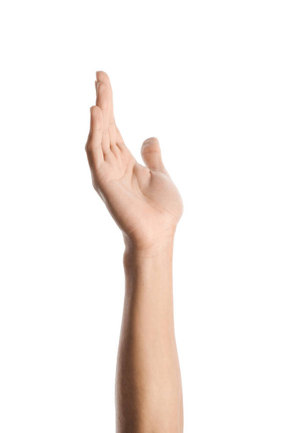Jovem mão masculina no fundo branco - Foto, Imagem