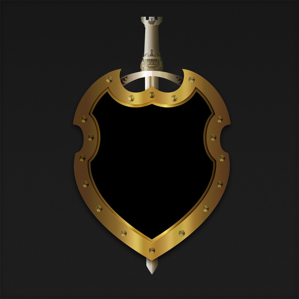 Gold medieval shield. - Fotoğraf, Görsel